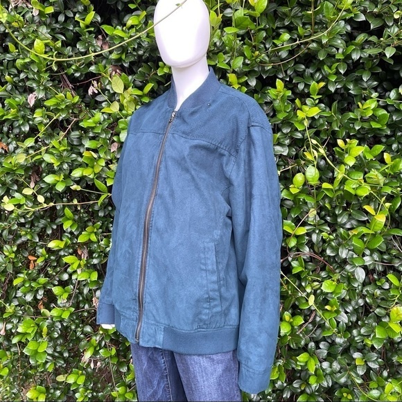 TASSO Elba Vegan Emerald Green Suede Racer Style Men’s Classic Jacket - Picture 5 of 10